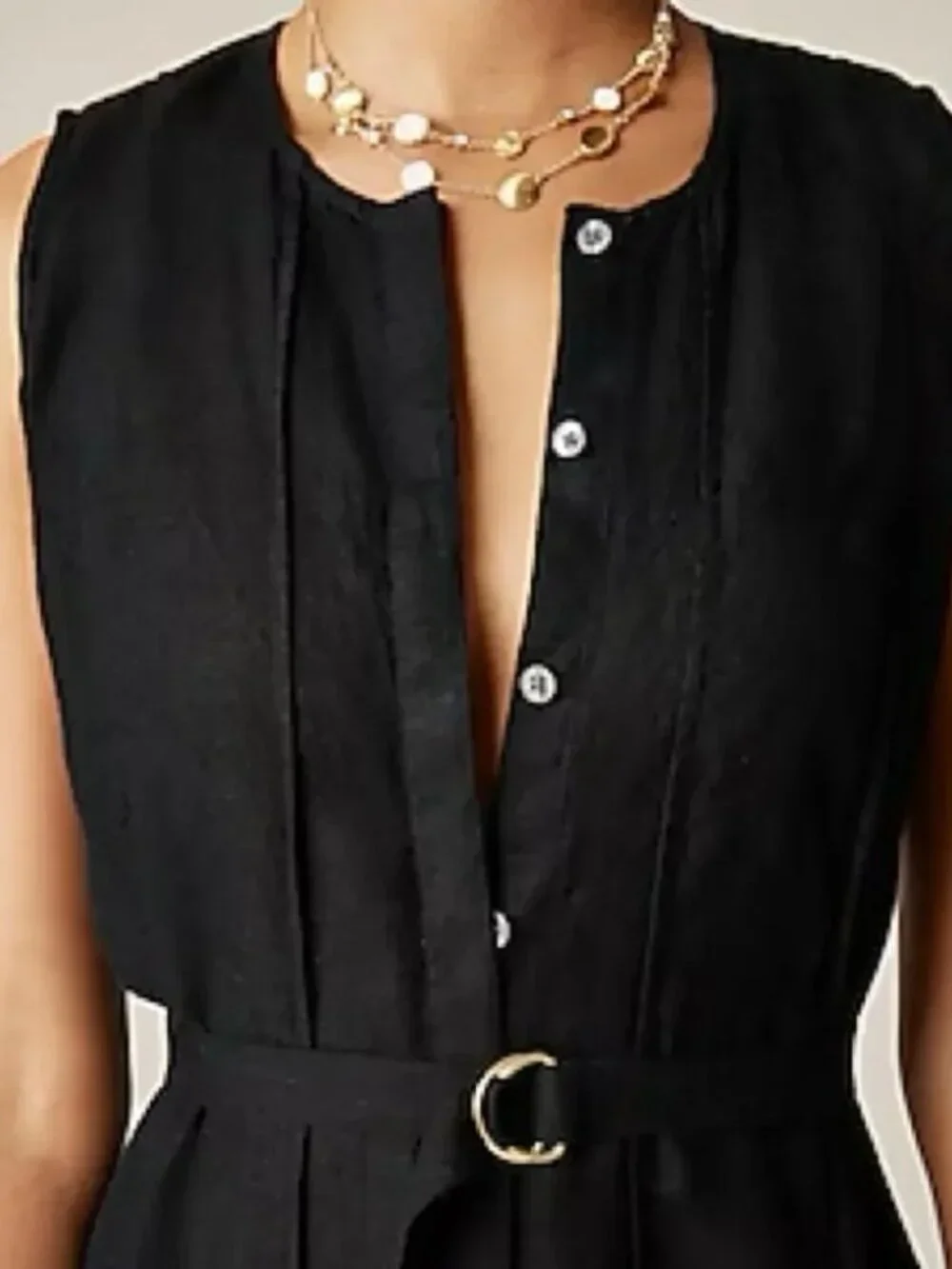 NWT J. Crew Seamed linen dress with removable belt, Black, Size Medium